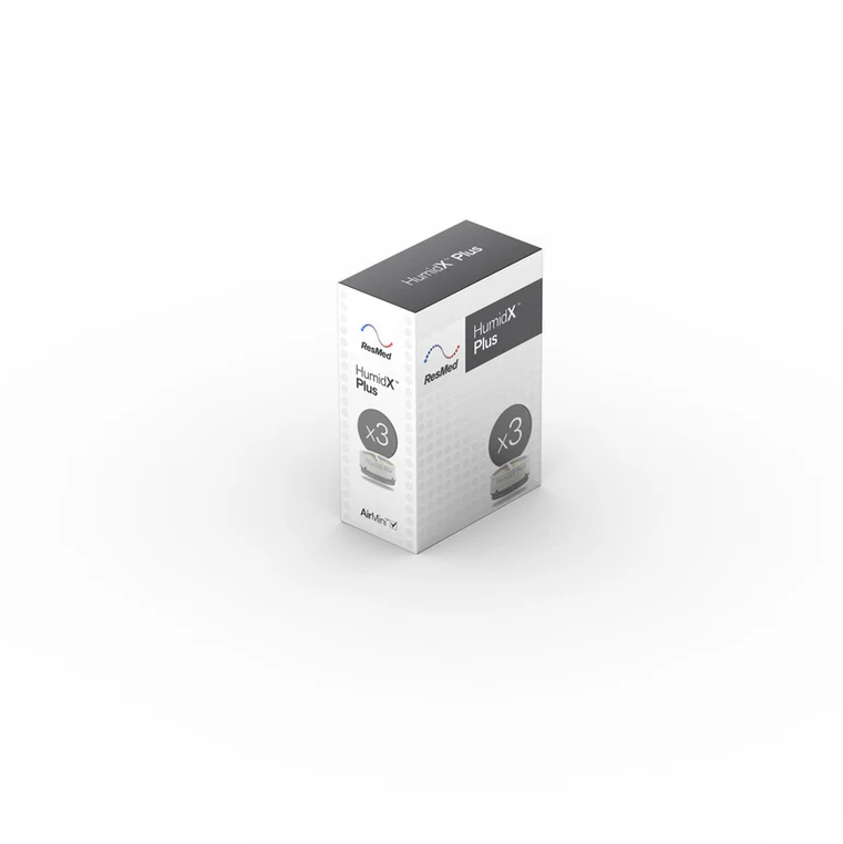 The packaging of 3 quanitites of HUMIDX+ AIRMINI RESMED