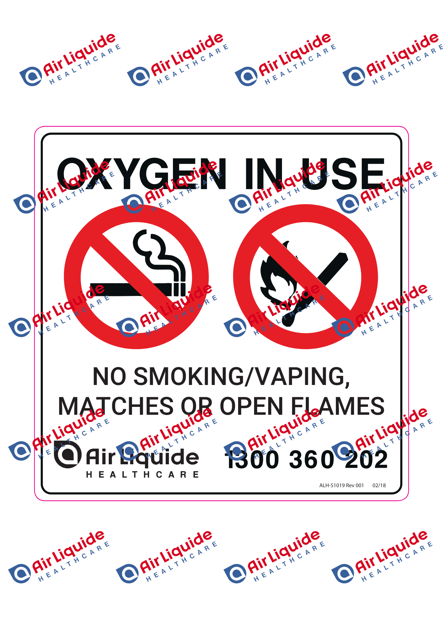 oxygen in use sign – air liquide healthcare