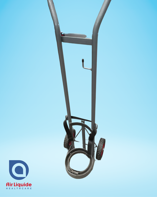 OXYGEN CYLINDER "TAKE O2 / D SIZE" TROLLEY - STAINLESS STEEL